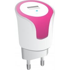 Portronics AC- USB PLUG 1 A ADAPTER Travel Charger with USB - Pink